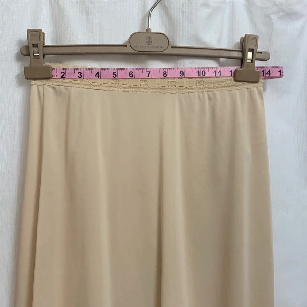 Vintage Olga Lace Trimmed Slip Skirt in Nude Beige
